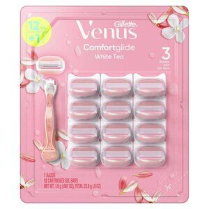 Gillette Venus Comfortglide White Tea Scent 1 Razor Plus 12 Cartridges NEW